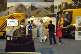 WDM USA's booth at the Safer Roads conference showcasing the Road Assessment vehicle.